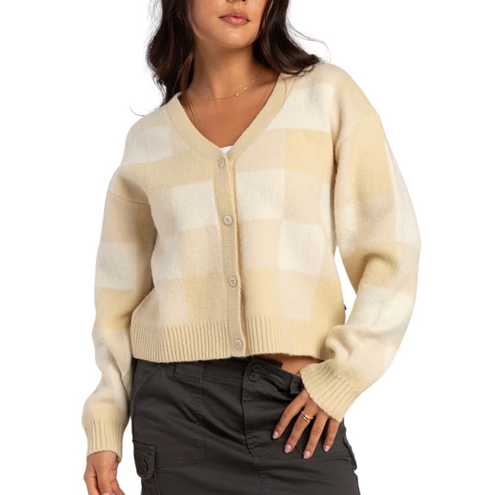 Vans Cream and Tan Checkered Cardigan